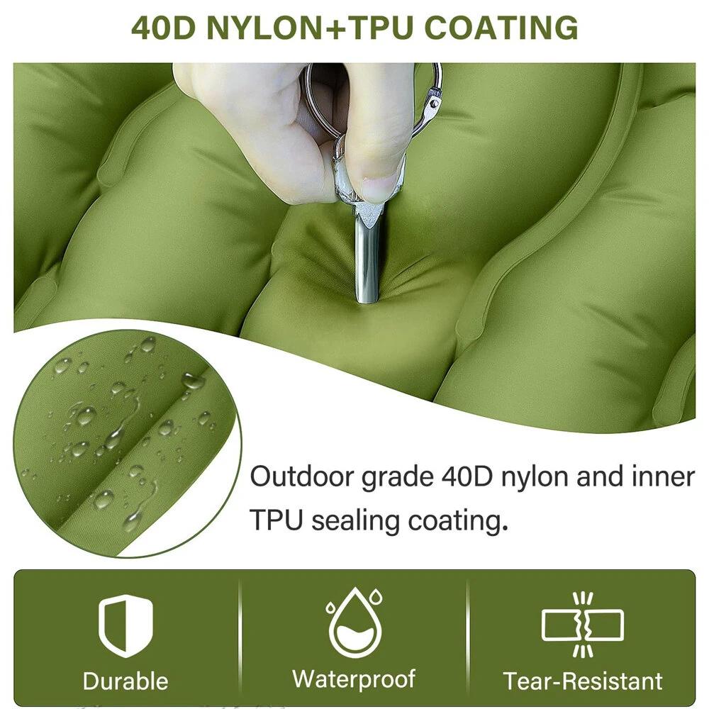 Outdoor Portable Self-Inflating Camping Air Mattress 4-Inch Thick Compact Ultralight Sleeping Pad with Built-in Foot Pump Pillow