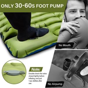 Outdoor Portable Self-Inflating Camping Air Mattress 4-Inch Thick Compact Ultralight Sleeping Pad with Built-in Foot Pump Pillow