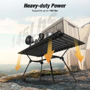 Warmounts HT1 Folding Camping Table Adjustable Heights 35"/49" Wide Portable Camping Table, Aluminum Roll-up Camping Table w/ Carrying Bag for Picnic, Grill, Fishing, Beach, Suitable for 2-4/ 4-6People