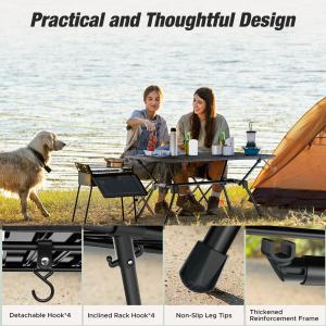 Warmounts HT1 Folding Camping Table Adjustable Heights 35"/49" Wide Portable Camping Table, Aluminum Roll-up Camping Table w/ Carrying Bag for Picnic, Grill, Fishing, Beach, Suitable for 2-4/ 4-6People