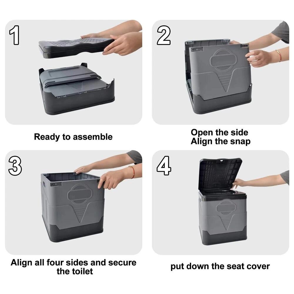 Portable Folding Toilet Potty for Adults Kids Cover Design Reusable Toilet