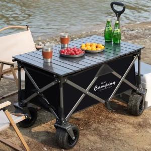 Big Tank Wheels Beach Wagon 360 Degree Rotation Dual Brake Wheels Foldable Cart Garden Outdoor Picnic