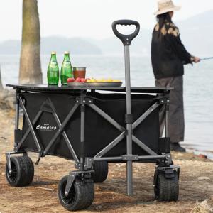 Big Tank Wheels Beach Wagon 360 Degree Rotation Dual Brake Wheels Foldable Cart Garden Outdoor Picnic