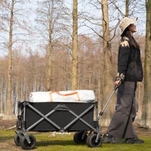 Big Tank Wheels Beach Wagon 360 Degree Rotation Dual Brake Wheels Foldable Cart Garden Outdoor Picnic