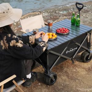 Big Tank Wheels Beach Wagon 360 Degree Rotation Dual Brake Wheels Foldable Cart Garden Outdoor Picnic