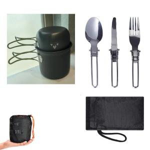 Lightweight Aluminum Alloy Camping Pot Hiking Tableware Set Outdoor Stove Pot Pan & Plastic Bowl Outdoor Cookware