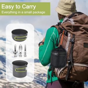 Lightweight Aluminum Alloy Camping Pot Hiking Tableware Set Outdoor Stove Pot Pan & Plastic Bowl Outdoor Cookware