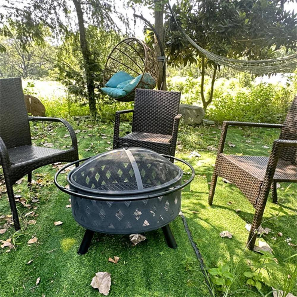 32 inch Wood Burning Fire Pit Stove Firepit Heater with Poker