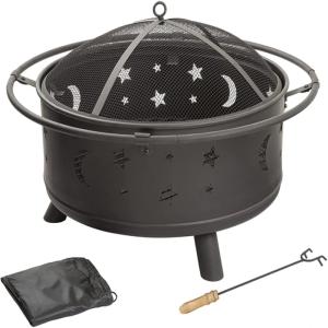 30in. Fireplace with Spark Screen Poker, Fire Pit for Outside Wood Burning