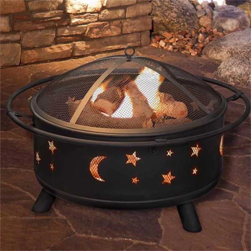 30in. Fireplace with Spark Screen Poker, Fire Pit for Outside Wood Burning