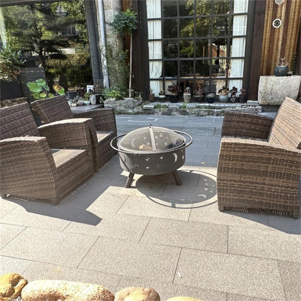 30in. Fireplace with Spark Screen Poker, Fire Pit for Outside Wood Burning