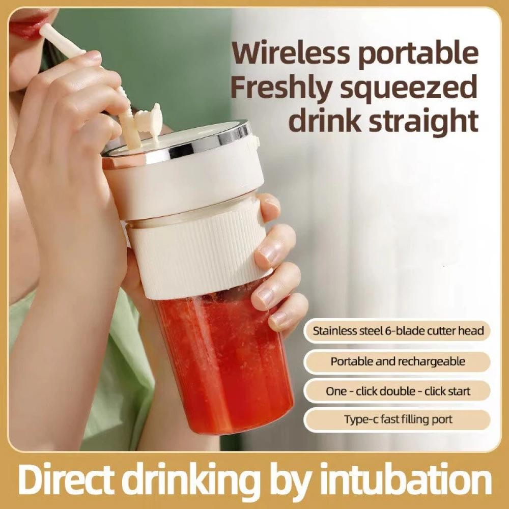 Electric Juicer Wireless Blender 350ml Portable Lightweight Straw Juices Cup Large Capacity USB Charging 6 Blade Reusable Juice Cup