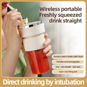 Electric Juicer Wireless Blender 350ml Portable Lightweight Straw Juices Cup Large Capacity USB Charging 6 Blade Reusable Juice Cup