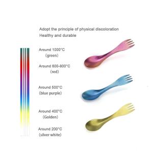 Portable Titanium Outdoor Camping Spoon / Fork - 2 in 1 Ultralight Kitchenware, reusable too!