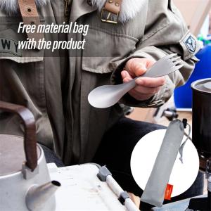 Portable Titanium Outdoor Camping Spoon / Fork - 2 in 1 Ultralight Kitchenware, reusable too!