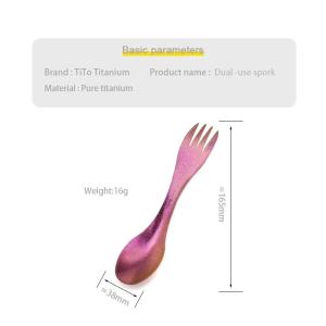 Portable Titanium Outdoor Camping Spoon / Fork - 2 in 1 Ultralight Kitchenware, reusable too!