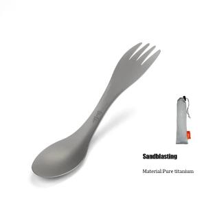 Portable Titanium Outdoor Camping Spoon / Fork - 2 in 1 Ultralight Kitchenware, reusable too!