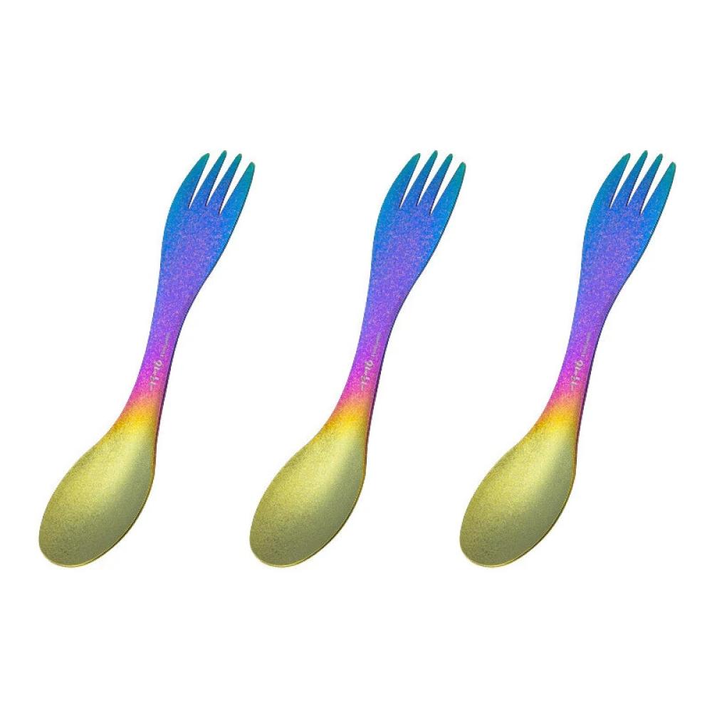 Portable Titanium Outdoor Camping Spoon / Fork - 2 in 1 Ultralight Kitchenware, reusable too!