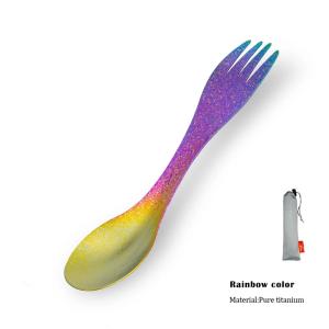 Portable Titanium Outdoor Camping Spoon / Fork - 2 in 1 Ultralight Kitchenware, reusable too!