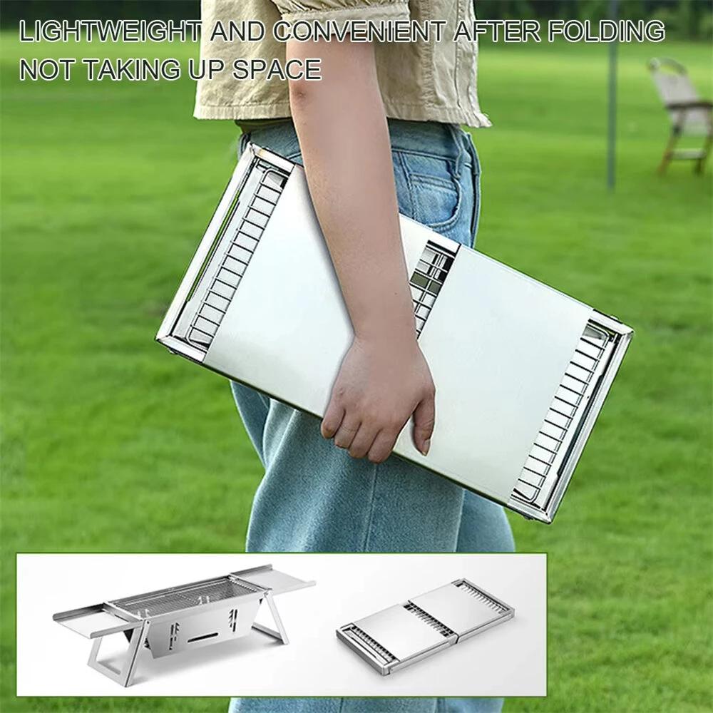 Stainless Steel Grill Outdoor Portable Charcoal Barbecue Folding Carbon Skewer Oven