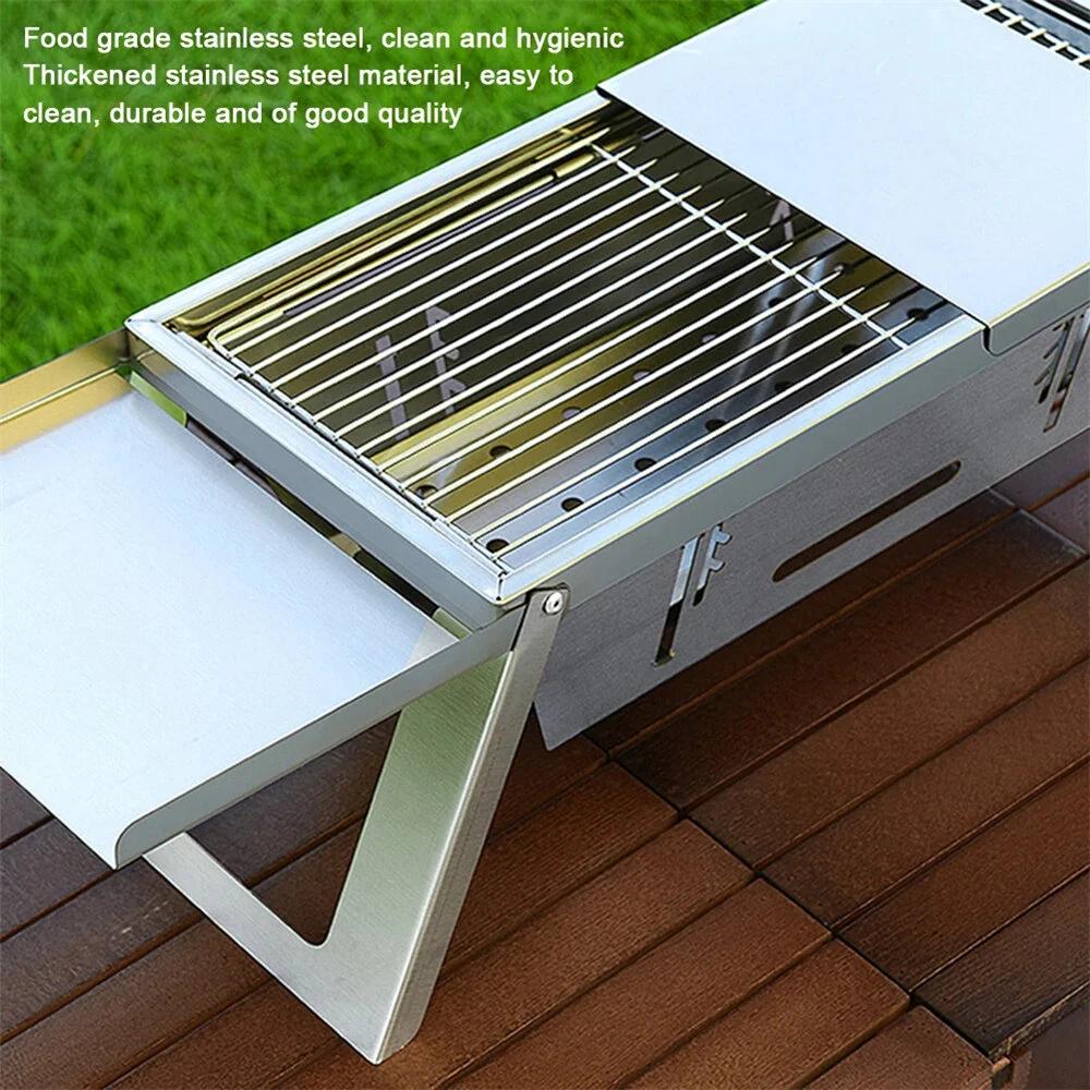 Stainless Steel Grill Outdoor Portable Charcoal Barbecue Folding Carbon Skewer Oven