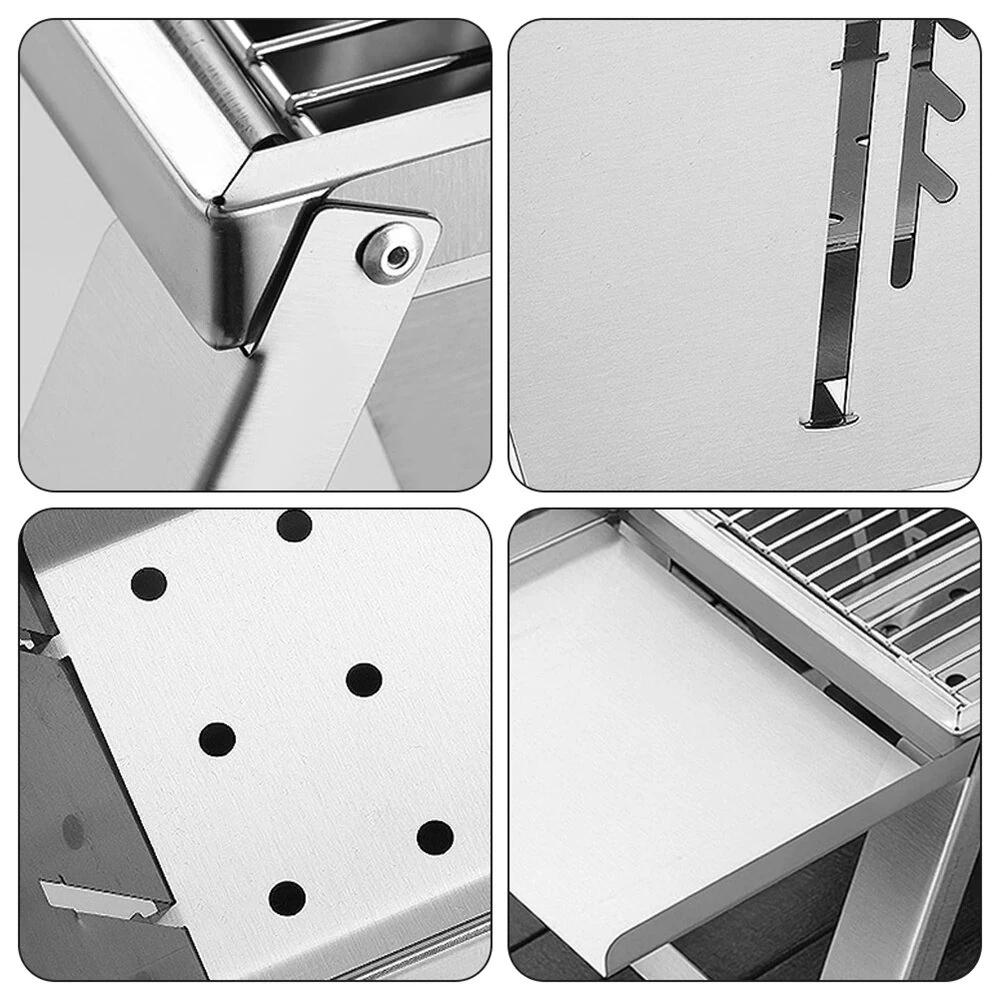 Stainless Steel Grill Outdoor Portable Charcoal Barbecue Folding Carbon Skewer Oven
