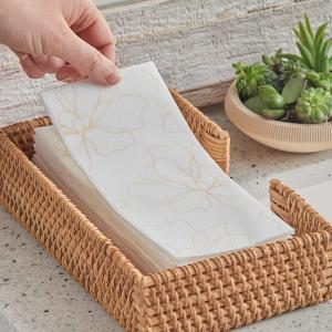 Choice Linen-Feel Flower 1/6 Fold Guest Towel - 500/Case