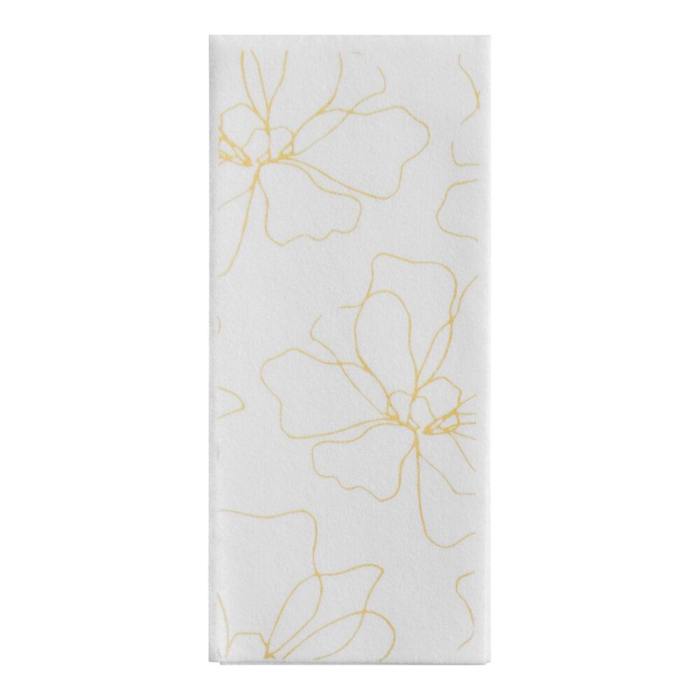 Choice Linen-Feel Flower 1/6 Fold Guest Towel - 500/Case