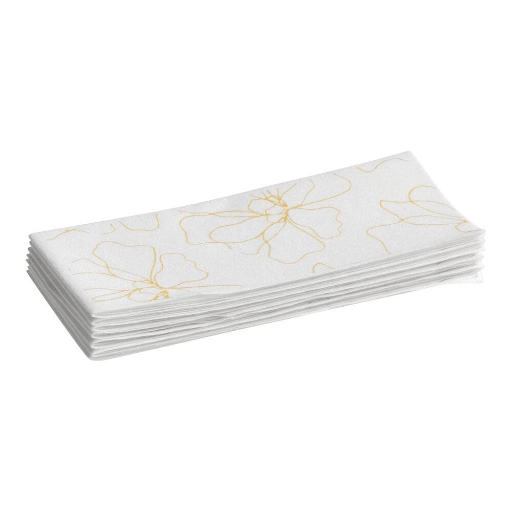 Choice Linen-Feel Flower 1/6 Fold Guest Towel - 500/Case