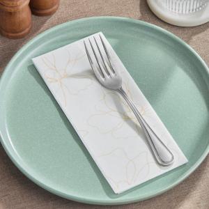 Choice Linen-Feel Flower 1/6 Fold Guest Towel - 500/Case