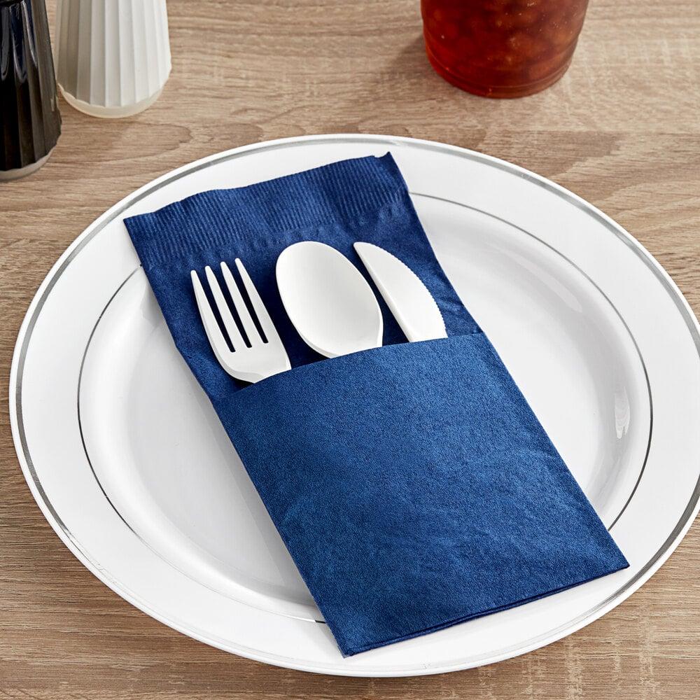 Quickset 17" Square 2-Ply Navy Pocket Fold Dinner Napkin - 800/Case