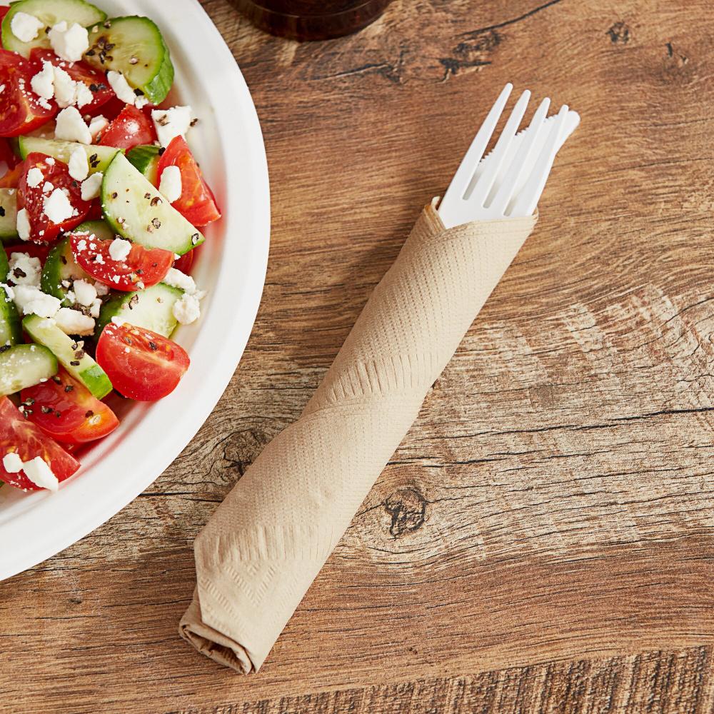EcoChoice WrapNap 2-Ply Natural Kraft 1/4 Fold Dinner Napkin 16" x 16" - 3,000/Case