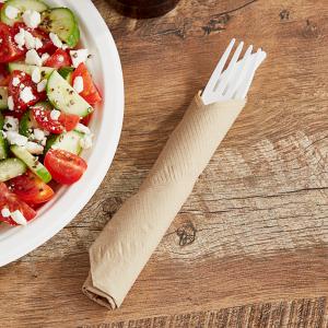 EcoChoice WrapNap 2-Ply Natural Kraft 1/4 Fold Dinner Napkin 16" x 16" - 3,000/Case