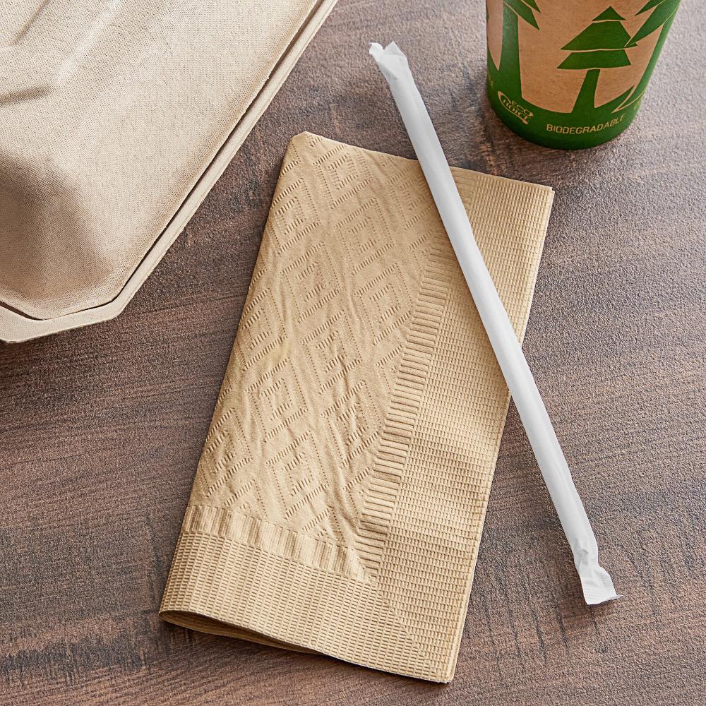 EcoChoice WrapNap 2-Ply Natural Kraft 1/4 Fold Dinner Napkin 16" x 16" - 3,000/Case