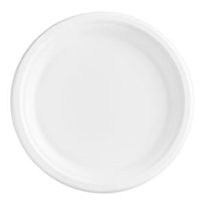 9" No PFAS Added White Plant Fiber Plate - 500/Case