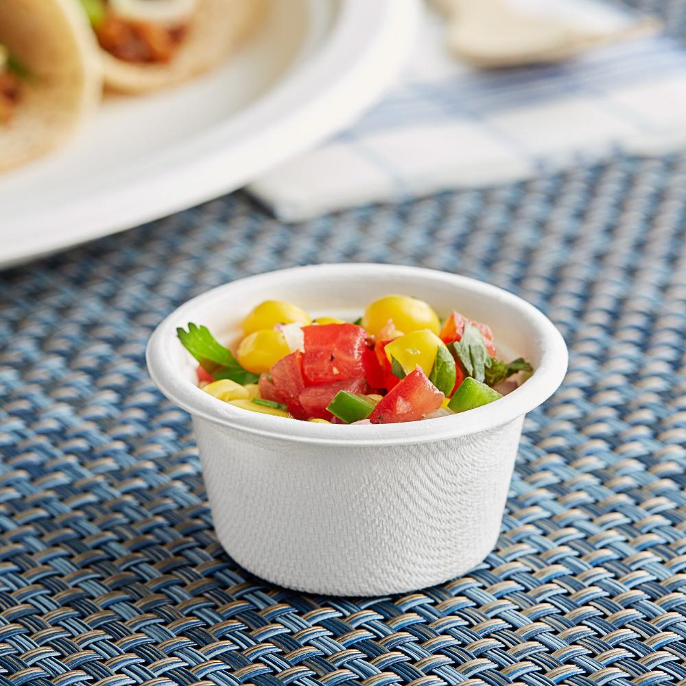 2 oz. Compostable No PFAS Added White Plant Fiber Portion Cup - 1,000/Case