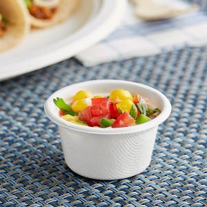 2 oz. Compostable No PFAS Added White Plant Fiber Portion Cup - 1,000/Case