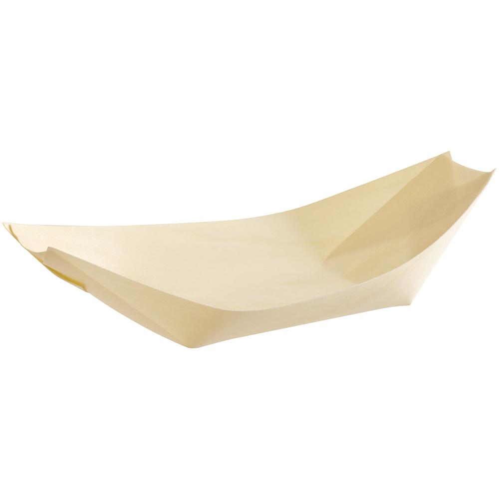 6 1/2" Disposable Wooden Food Boat - 100/Pack