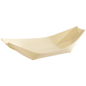 6 1/2" Disposable Wooden Food Boat - 100/Pack