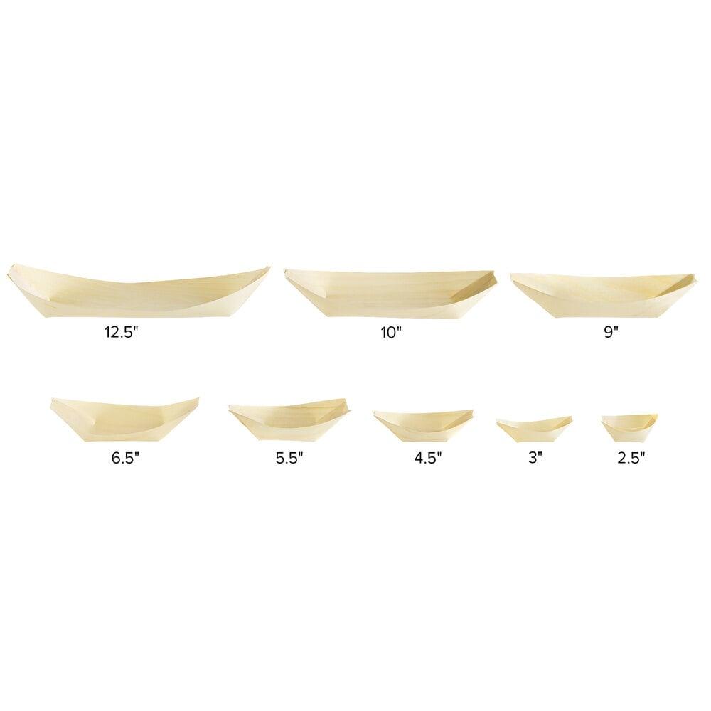 9" Disposable Wooden Food Boat - 100/Pack