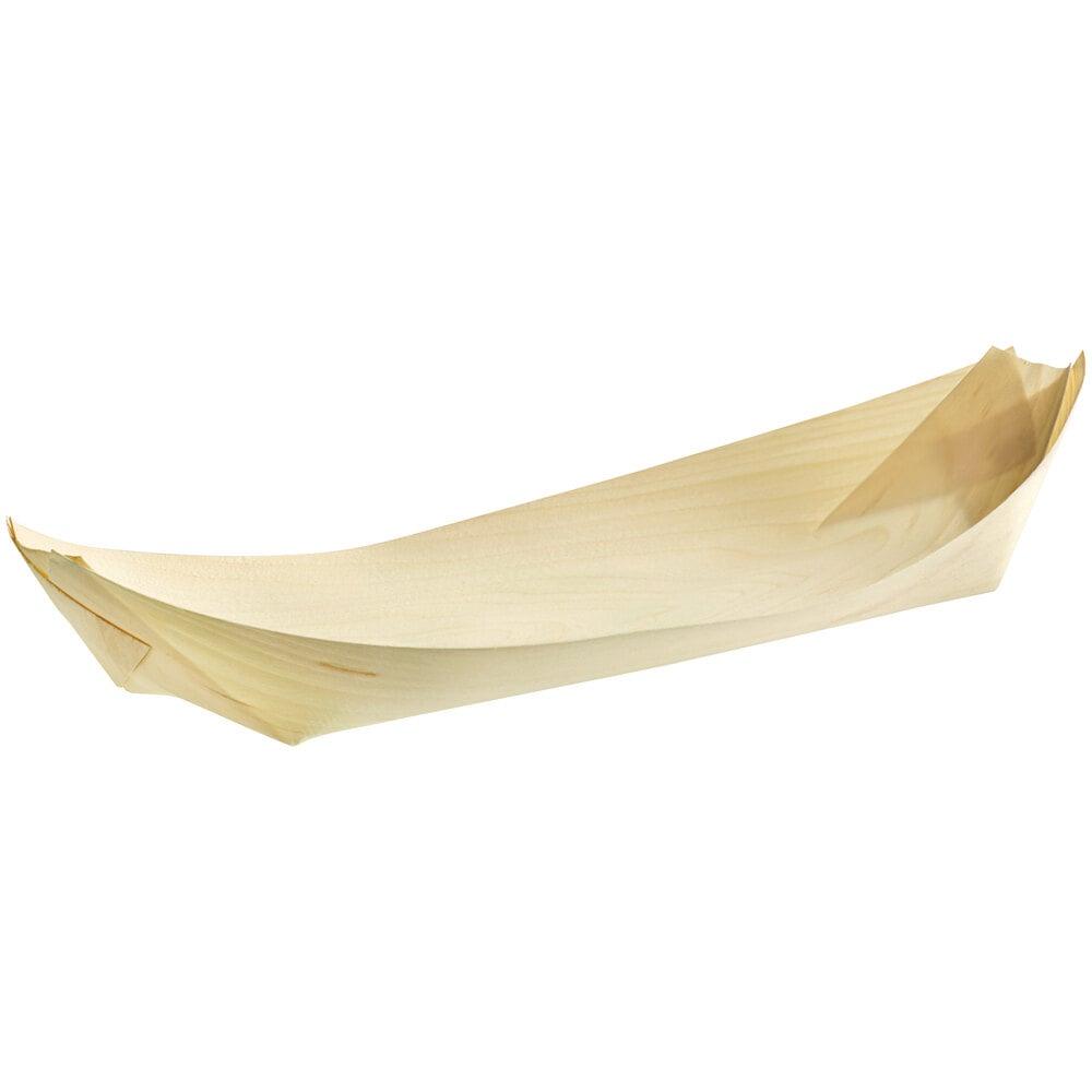 EcoChoice 12 1/2" Disposable Wooden Food Boat - 50/Pack