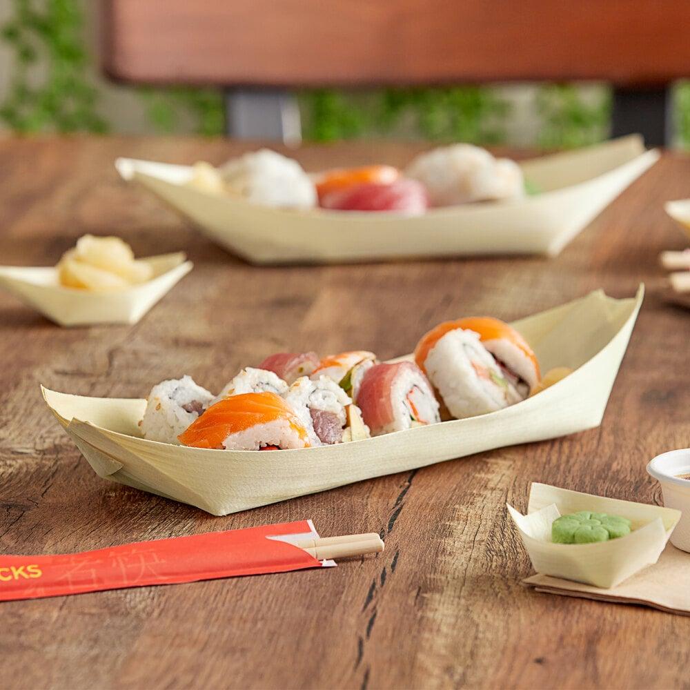 EcoChoice 12 1/2" Disposable Wooden Food Boat - 50/Pack