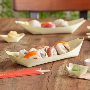 EcoChoice 12 1/2" Disposable Wooden Food Boat - 50/Pack