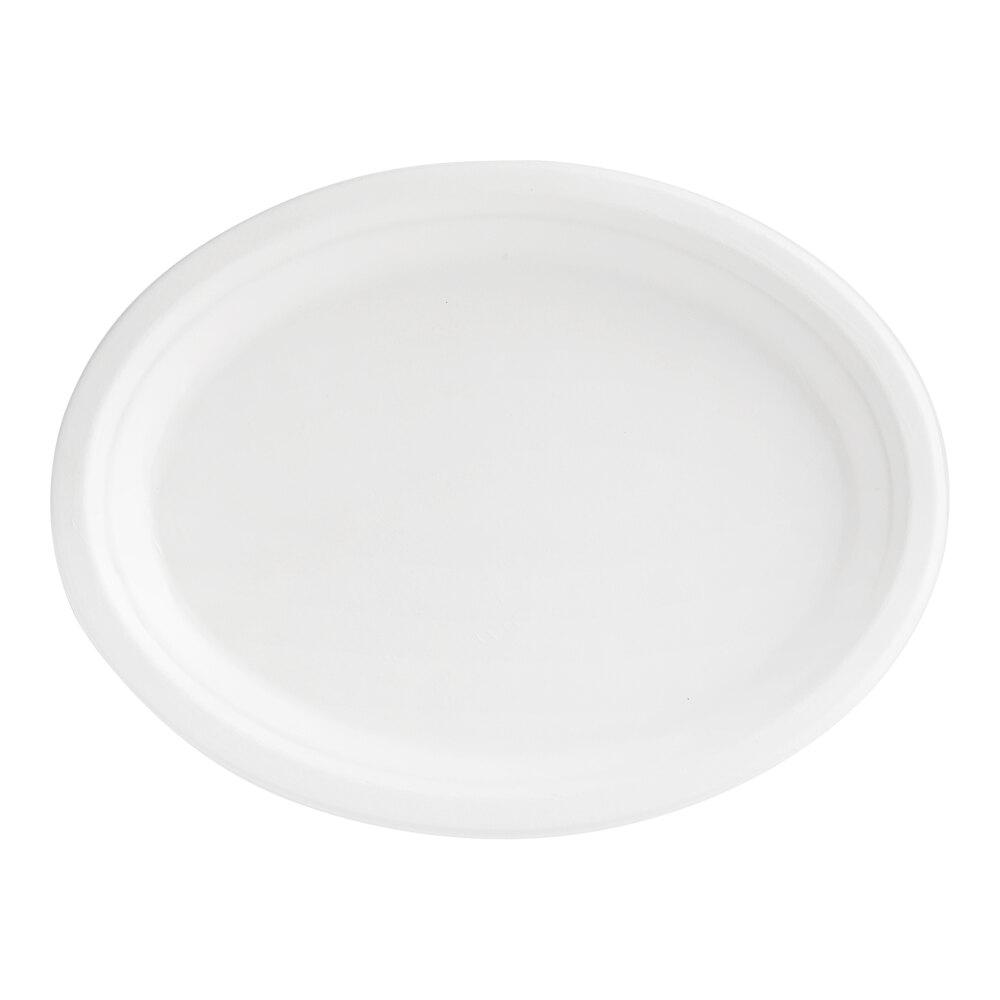 EcoChoice 10" x 7 1/2" No PFAS Added White Plant Fiber Oval Platter - 125/Pack