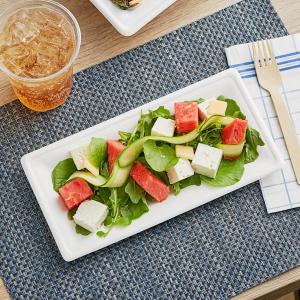 10" x 6" Compostable No PFAS Added White Plant Fiber Rectangular Plate - 100/Pack