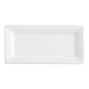 10" x 6" Compostable No PFAS Added White Plant Fiber Rectangular Plate - 100/Pack