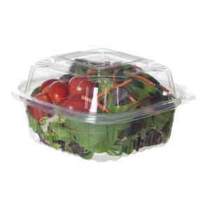 Eco-Products 6" x 6" x 3" Compostable Clear Hinged PLA Plastic Clamshell Container - 240/Case