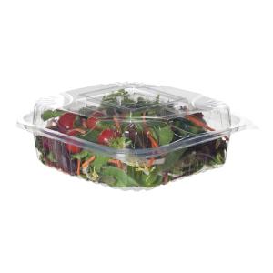 Eco-Products 8" x 8" x 3" Compostable Clear Hinged PLA Plastic Clamshell Container - 160/Case