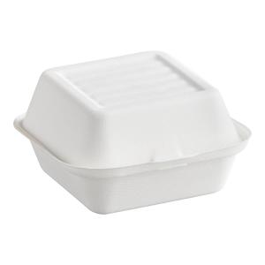 EcoChoice 6" x 6" x 3" No PFAS Added White Plant Fiber Take-Out Container - 500/Case