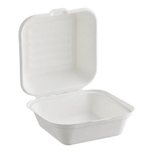 EcoChoice 6" x 6" x 3" No PFAS Added White Plant Fiber Take-Out Container - 500/Case